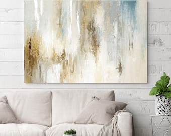 Blue gray beige abstract | Bedroom paintings warm colors | Large abstract blue silver brown | Abstract wall art above bed | Instant
