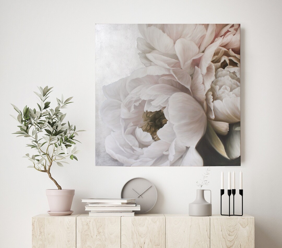 Peony Wall Art | Peonies Painting | Large Flower Painting | Large ...