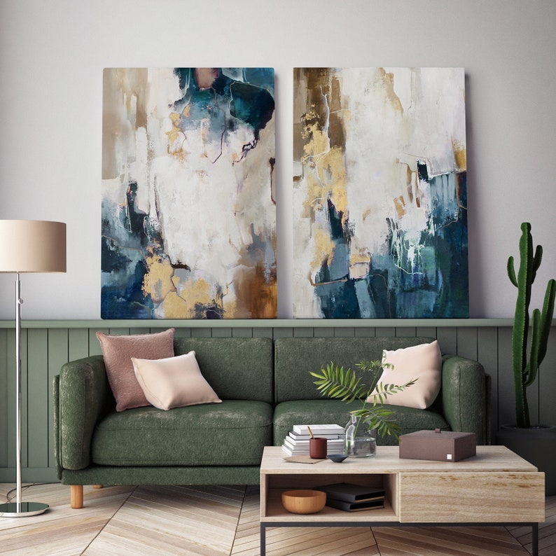 Teal Wall Art Abstract Teal Painting Abstract Teal Wall Etsy