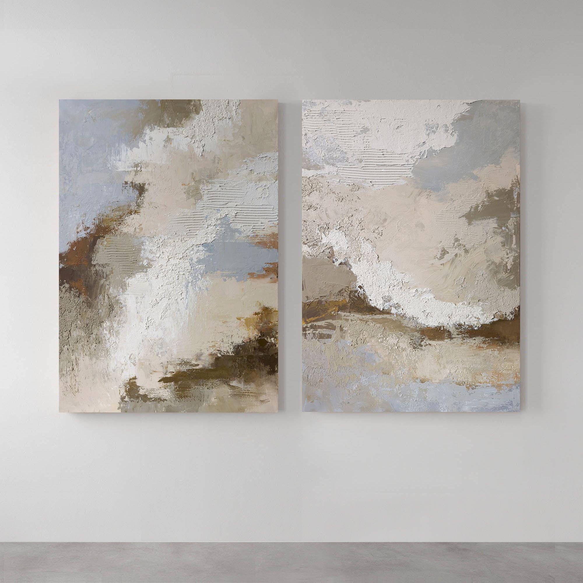 Beige Texture Abstract Beige Textured Abstract Painting | Textured Painting Set of 2 | Beige ...
