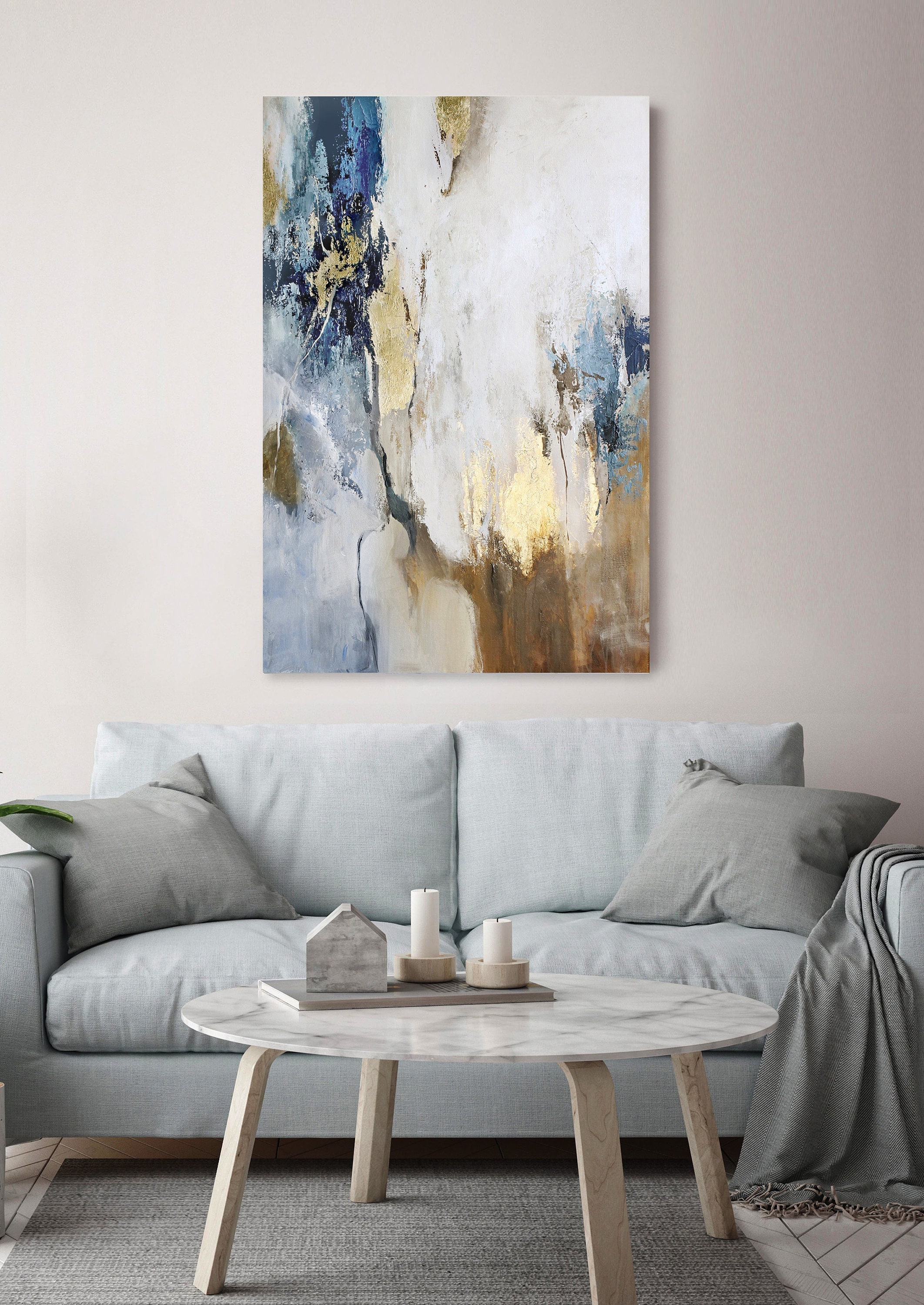 Print Blue Gold | Poster Blue Gold Abstract | Print Blue Gold ...