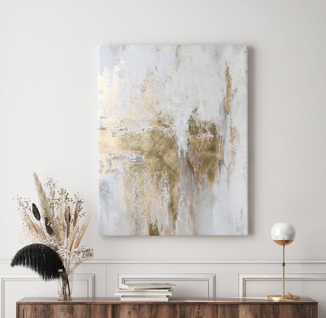 白と金の抽象画 | 金の壁アート | 金の絵画 | 金の抽象的な壁アート