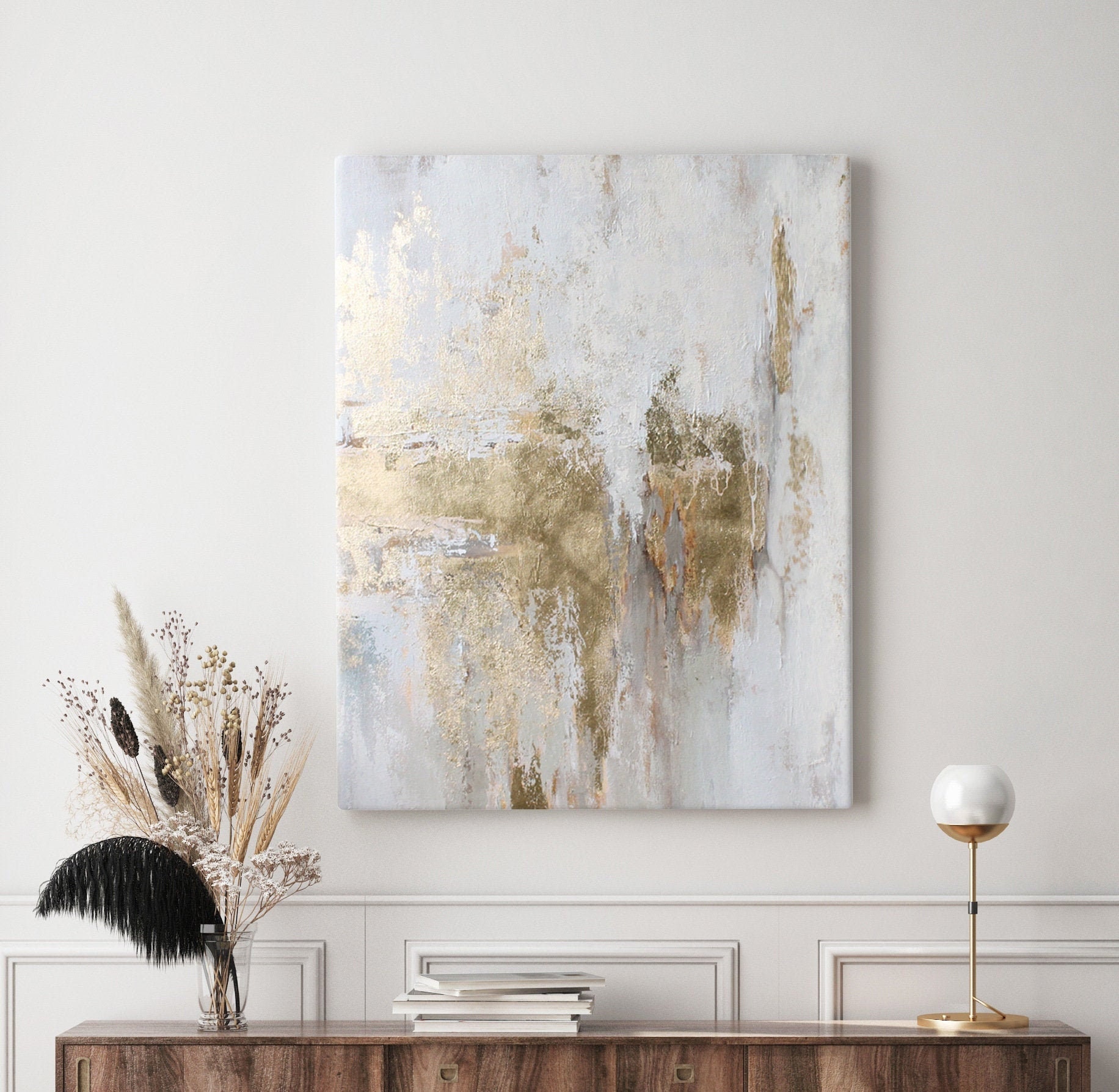 ホワイトゴールド渦巻き絵画 抽象アート作品 ホワイトゴールド渦巻き絵画 抽象アート作品