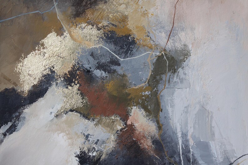 Painting Abstract Gray Abstract Art Gold Gray Abstract Etsy