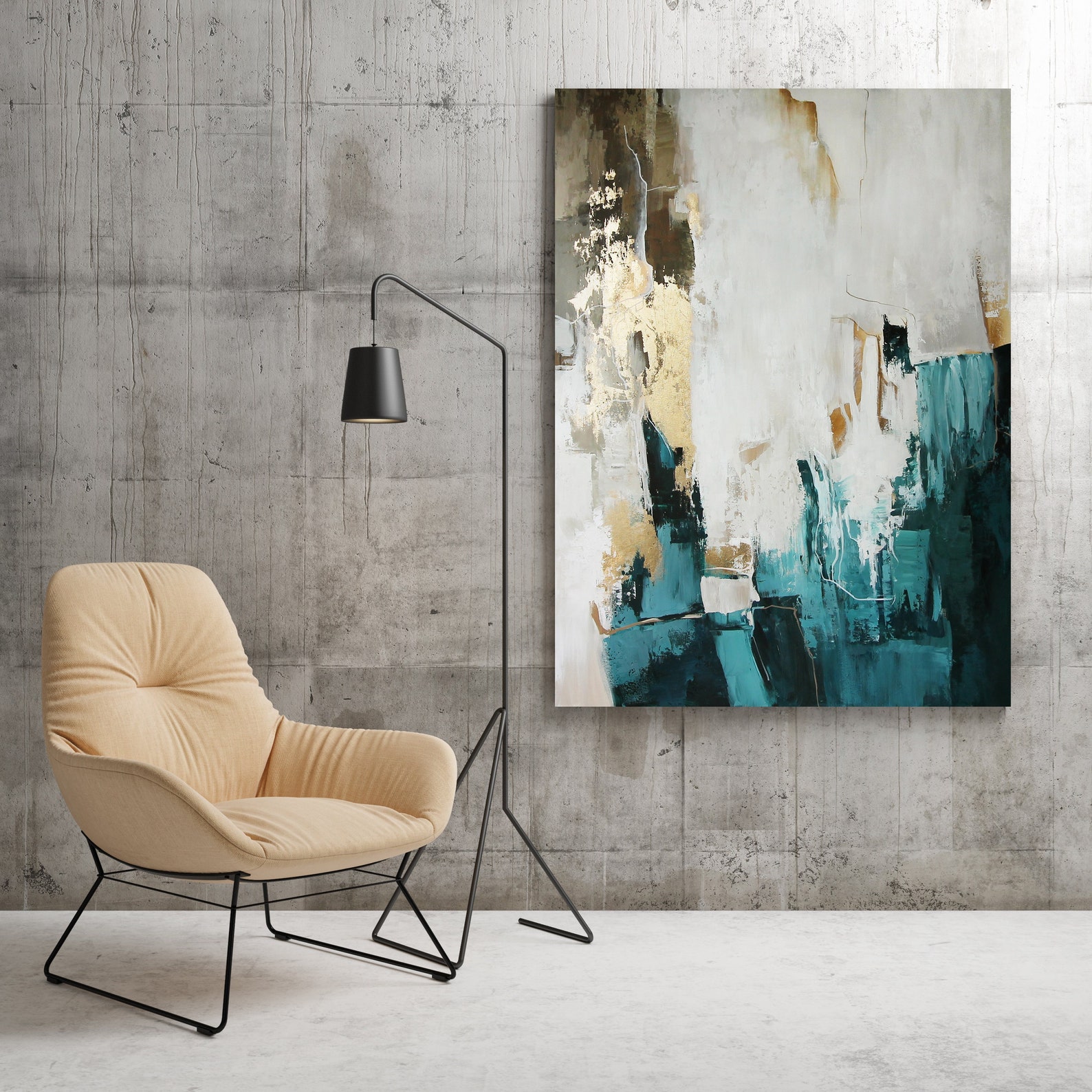 Emerald Wall Art Abstract Teal Painting Abstract Emerald Etsy