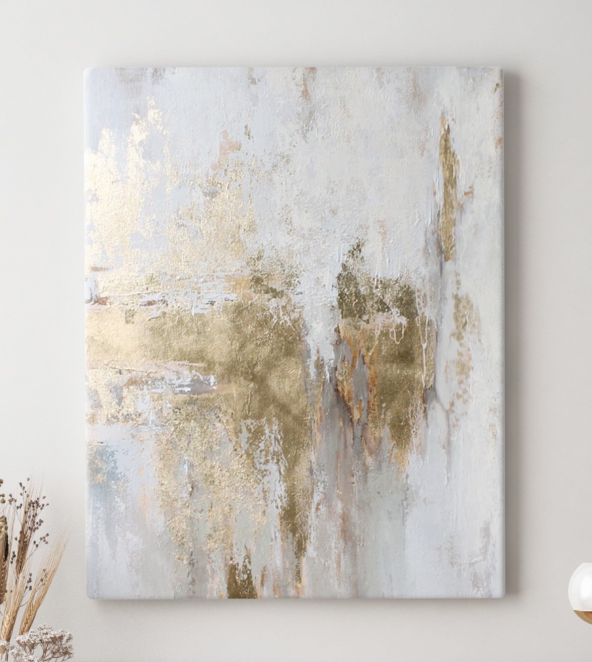 白と金の抽象画 | 金の壁アート | 金の絵画 | 金の抽象的な壁アート