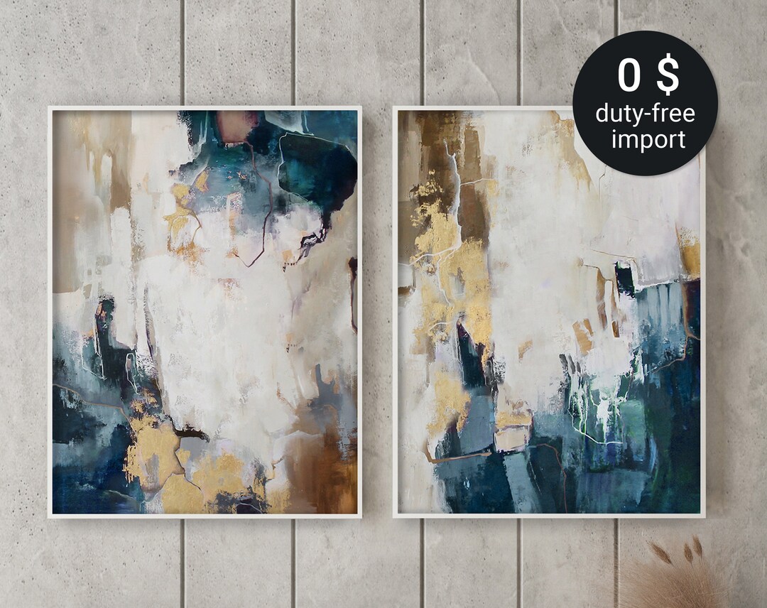 Teal Wall Art Abstract Teal Painting Abstract Teal Wall Etsy