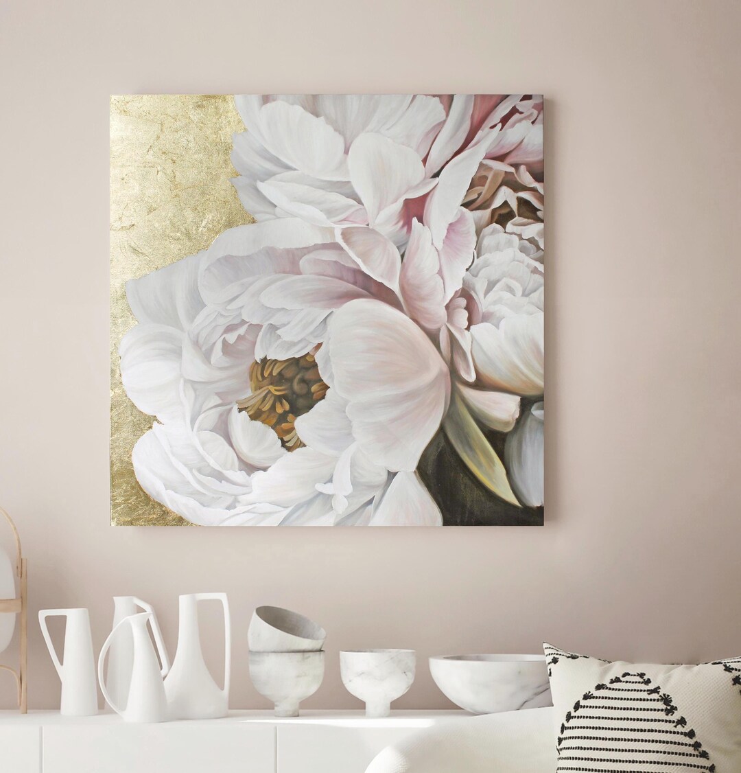 Peony Wall Art | Peonies Painting | Large Flower Painting | Large ...