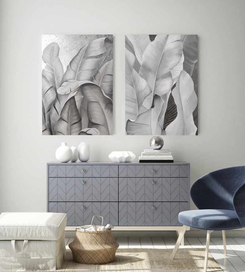 Painting Banana Leave Sliver Feather Painting Banana Leaves Painting