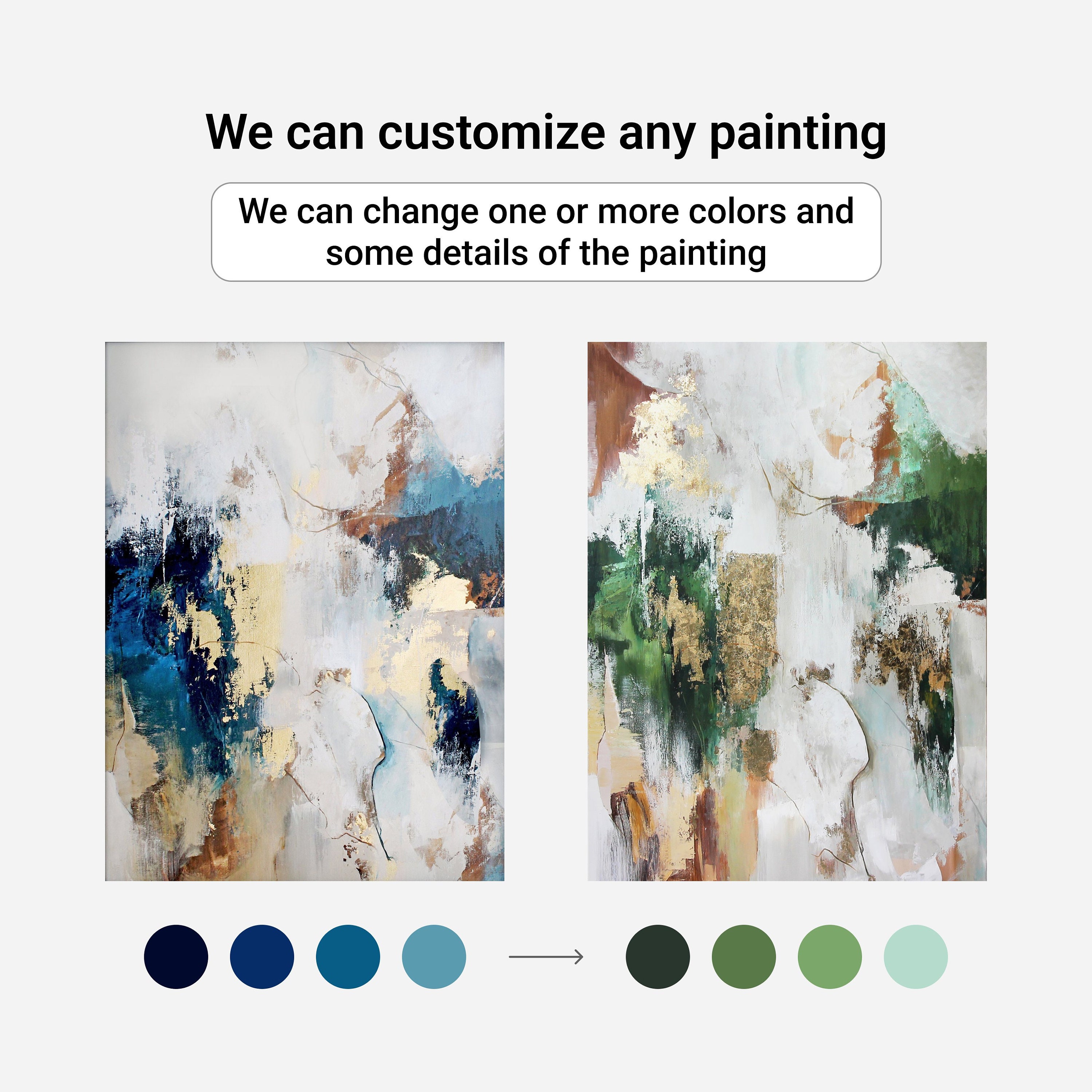 青と金の壁アート | 青の抽象画 | オリジナルの青の抽象画キャンバス