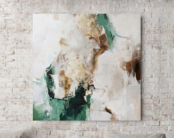 緑の抽象画 | 緑と金の抽象画 | 緑と金の絵画 | エメラルドグリーンの