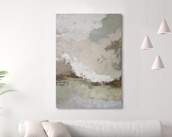 Sage Green Wall Art | Olive Green Abstract Painting | Sage Green Canvas | Modern Nature Green Decor | Olive Landscape Art | Biege Fjord 2