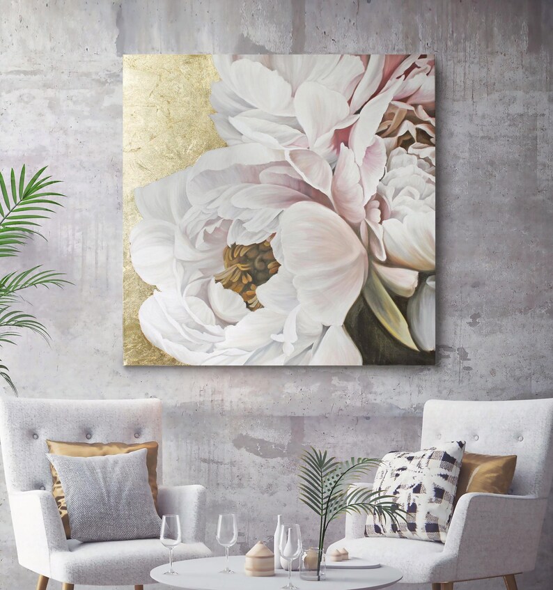 Peony Wall Art | Peonies Painting | Large Flower Painting | Large ...