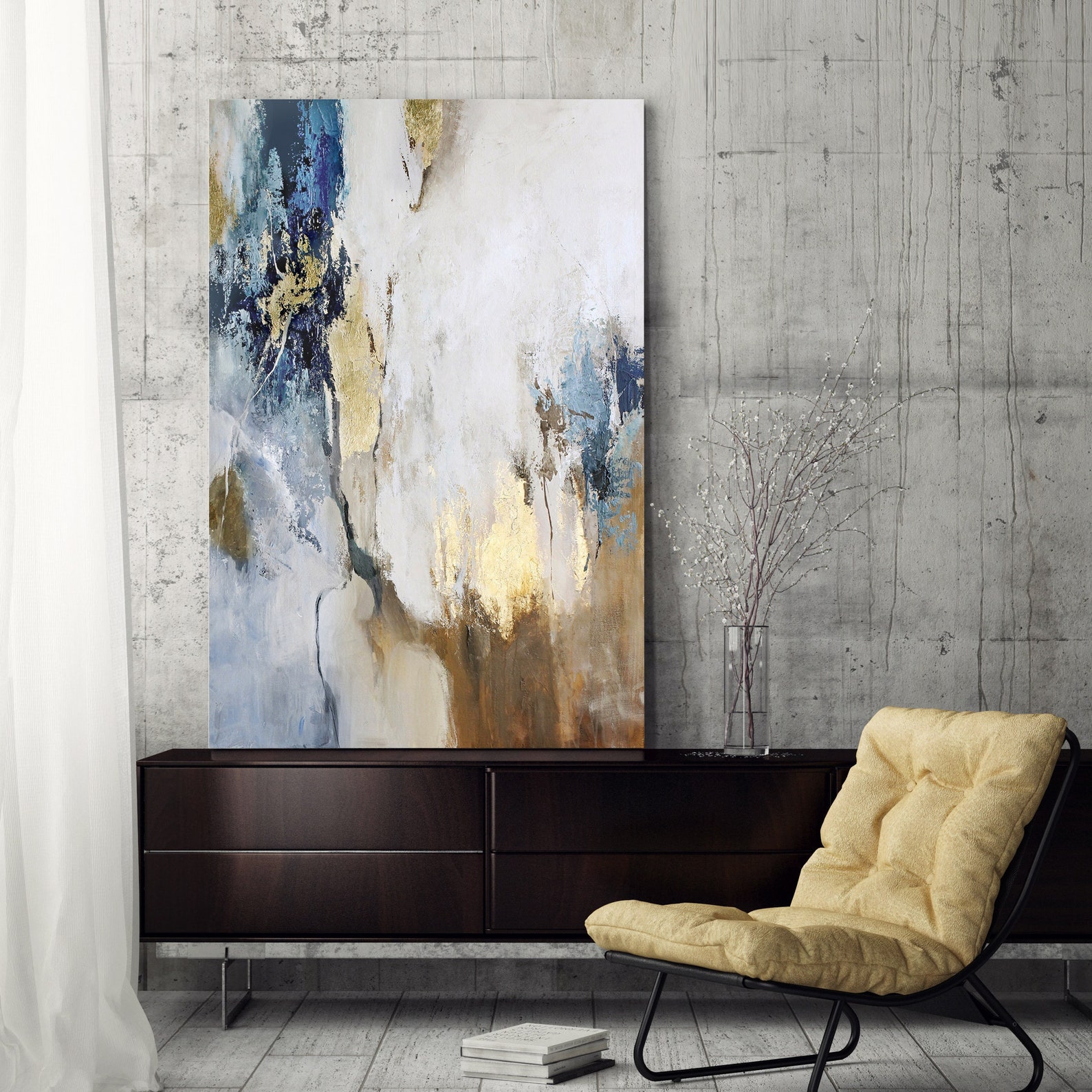 Print Blue Gold | Poster Blue Gold Abstract | Print Blue Gold ...