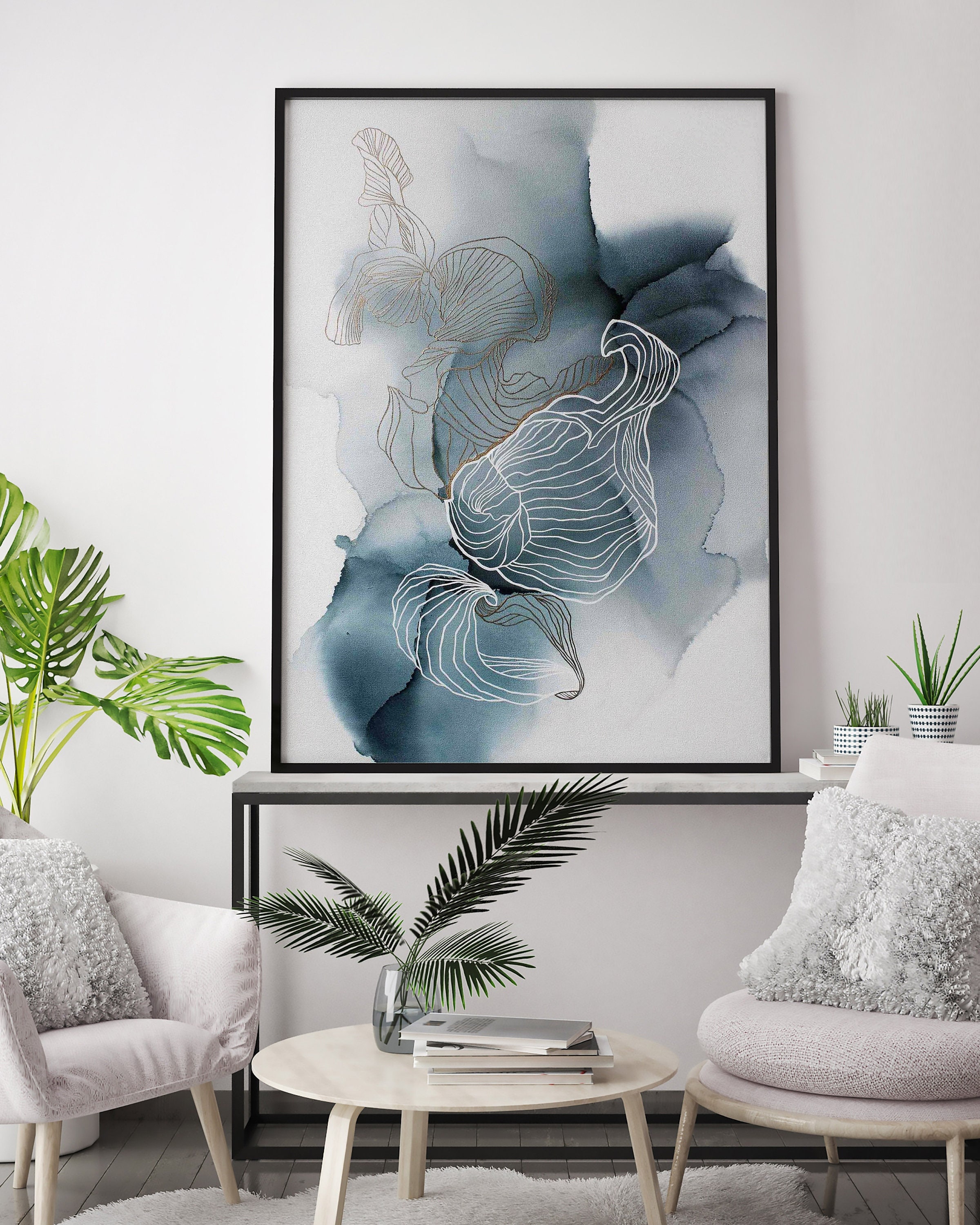 アルコールインクアート | 青インクアートワーク | オリジナルインク