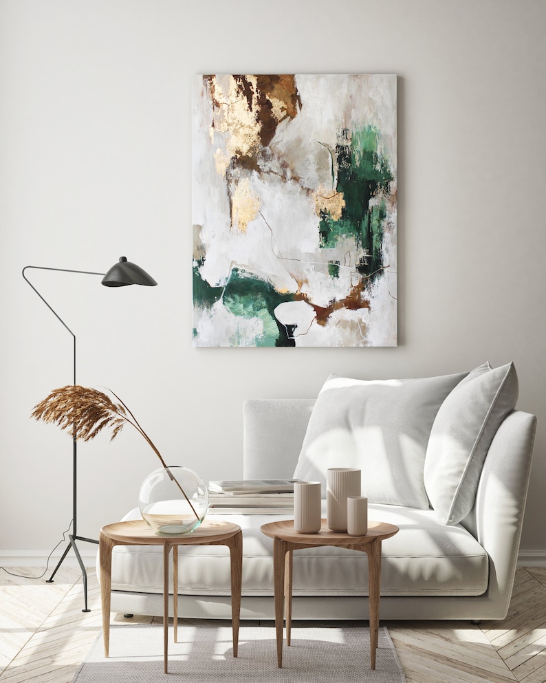 Emerald Wall Art Abstract Green Painting Abstract Green Etsy