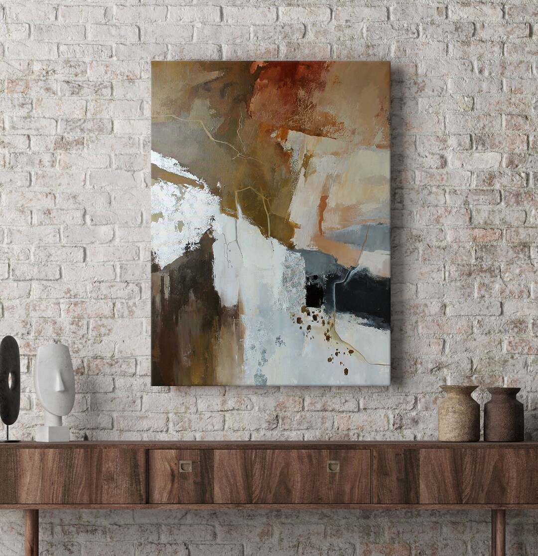 Painting Brown Silver Art Rust Grey Artwork Brown Abstract Brown Silver