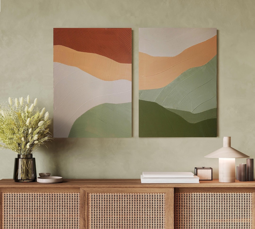 Orange Green Painting | Textured Wall Art Orange Green | Textured ...