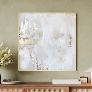 Gold Painting | Gold Abstract | Gold White Painting | Abstract Gold and White Painting Acrylic | White Gold Abstract Wall Art | Cascade 6
