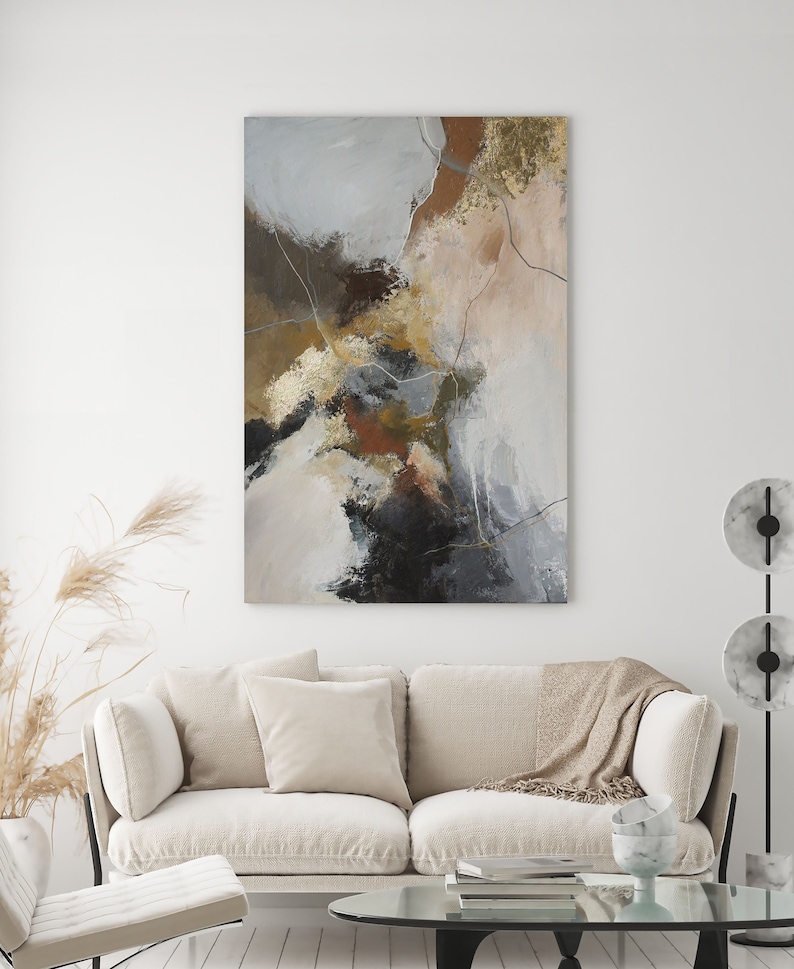Painting Abstract Gray Abstract Art Gold Gray Abstract Etsy