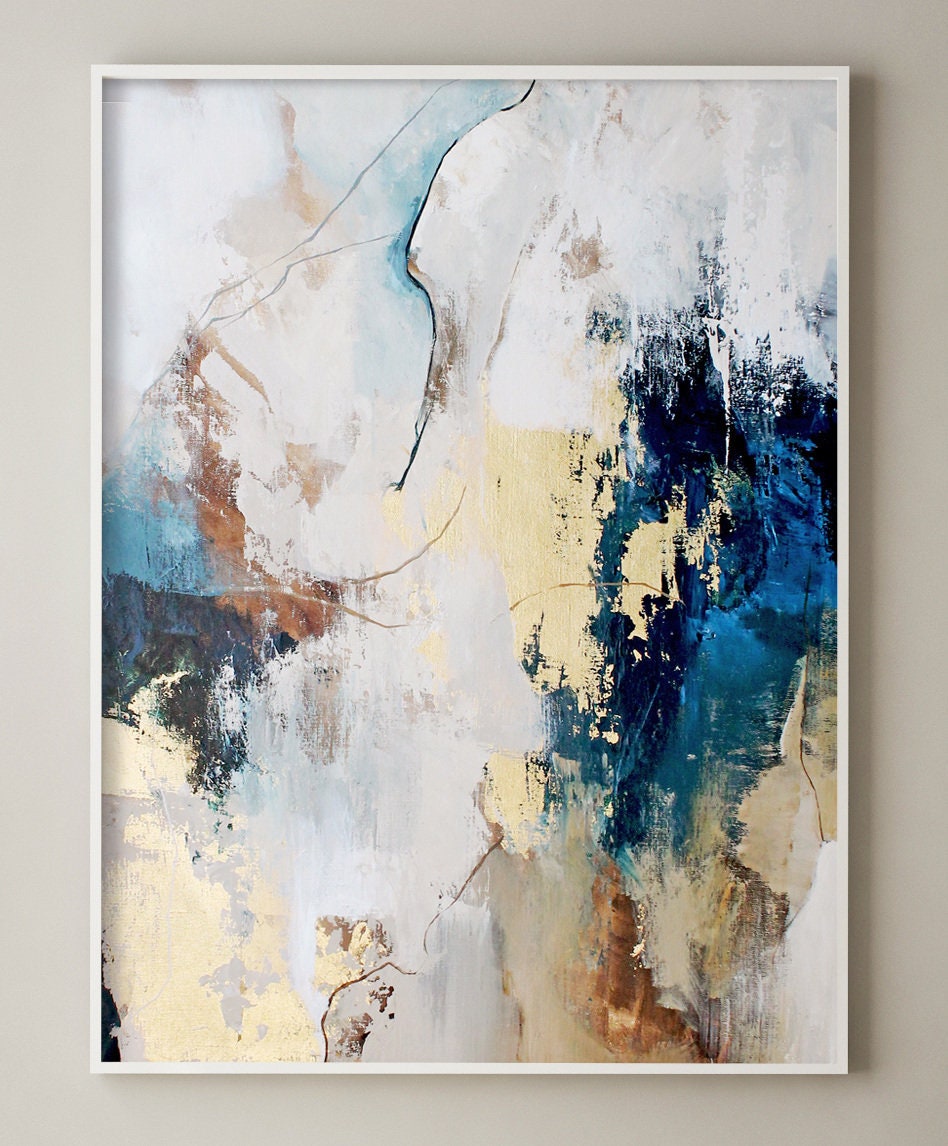 Blue and Gold Wall Art | Blue Abstract Wall Art | Original Abstract ...
