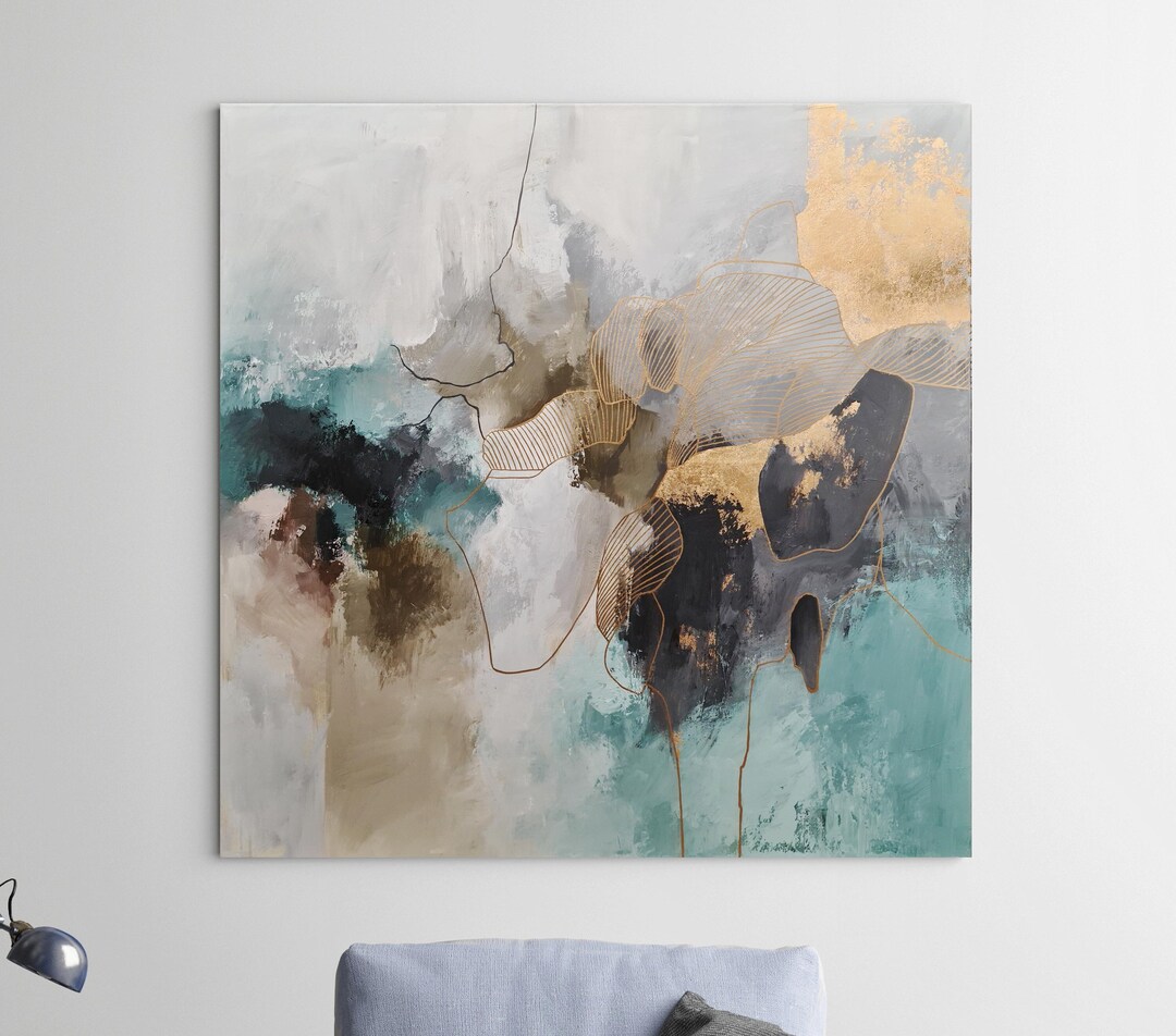 Poster Teal Gold Abstract Teal Print Abstract Teal Art Etsy
