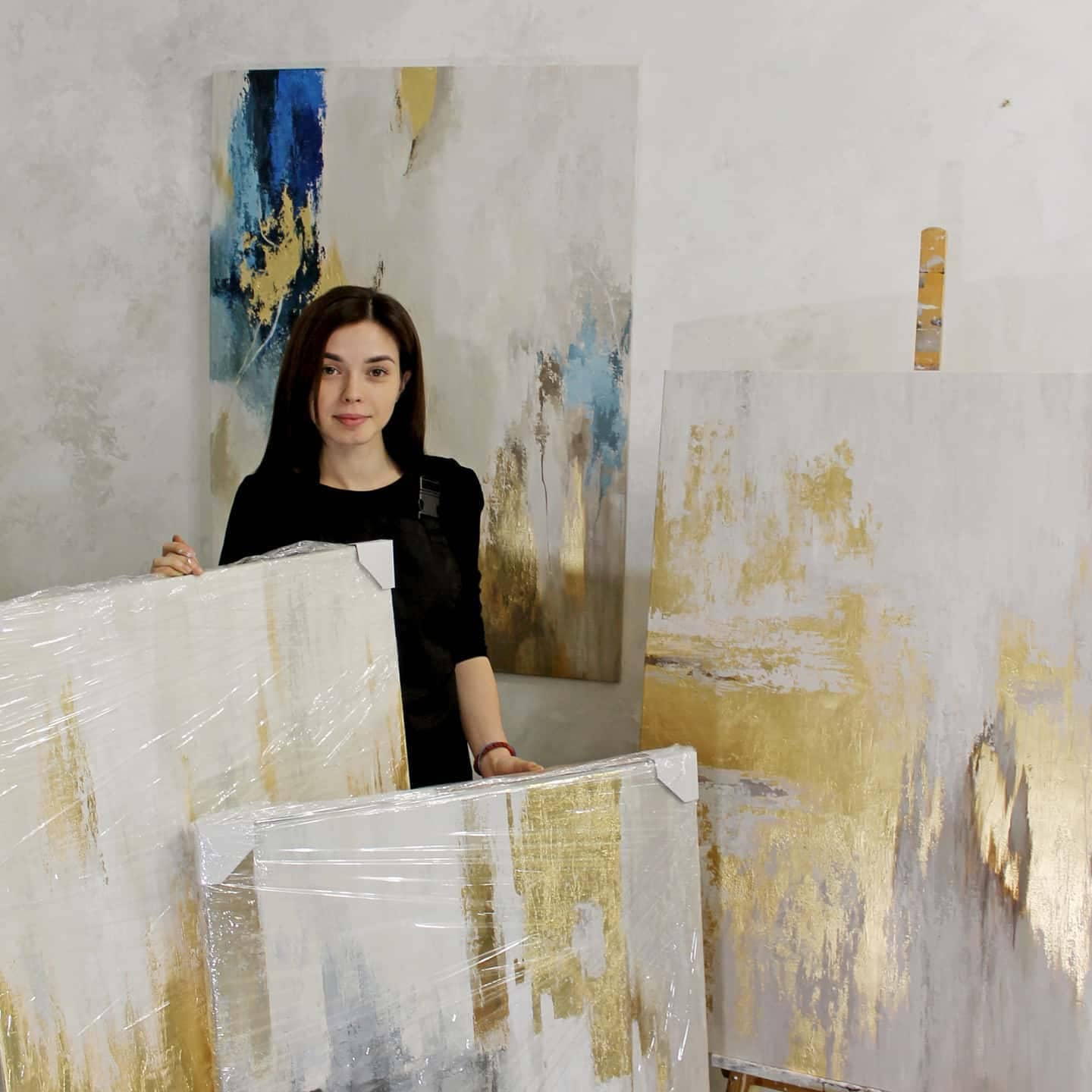 白と金の抽象画 | 金の壁アート | 金の絵画 | 金の抽象的な壁アート