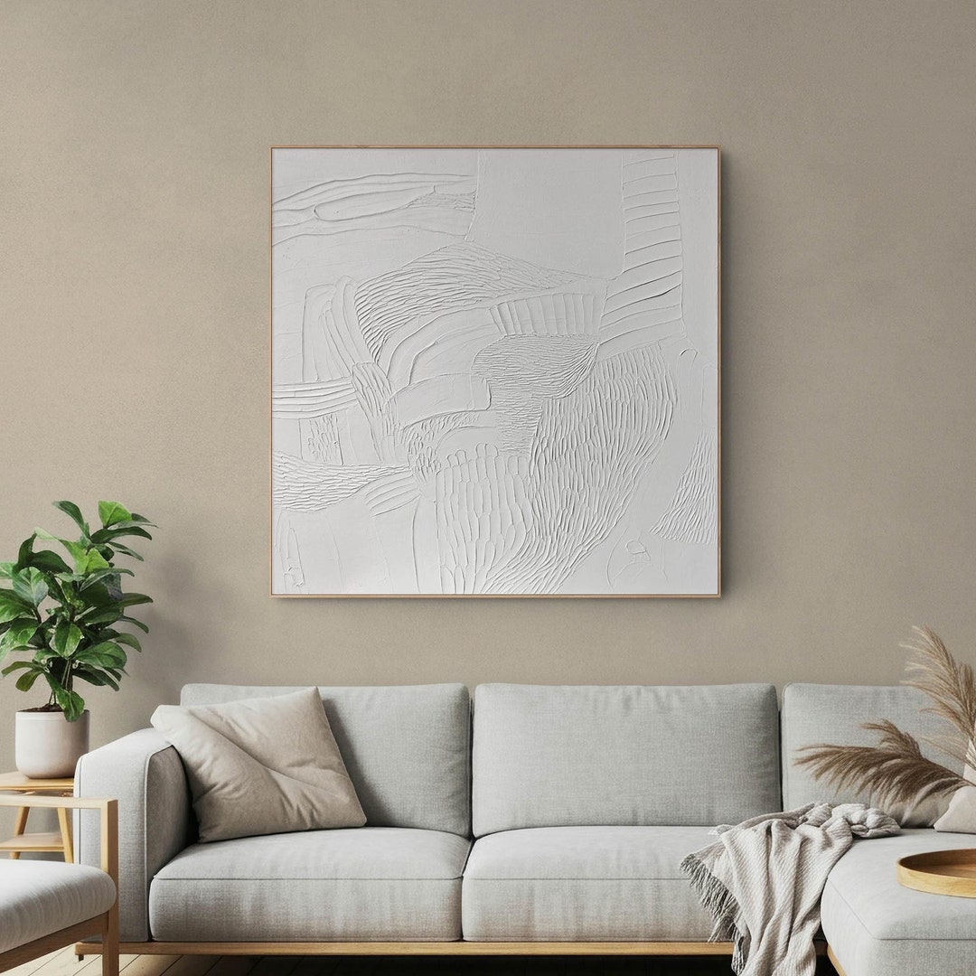 Picture of White Textured Abstract Painting | Textured Painting | Scandinavian ...