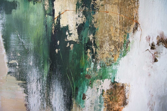 抽象 テクスチャーアート 緑 金