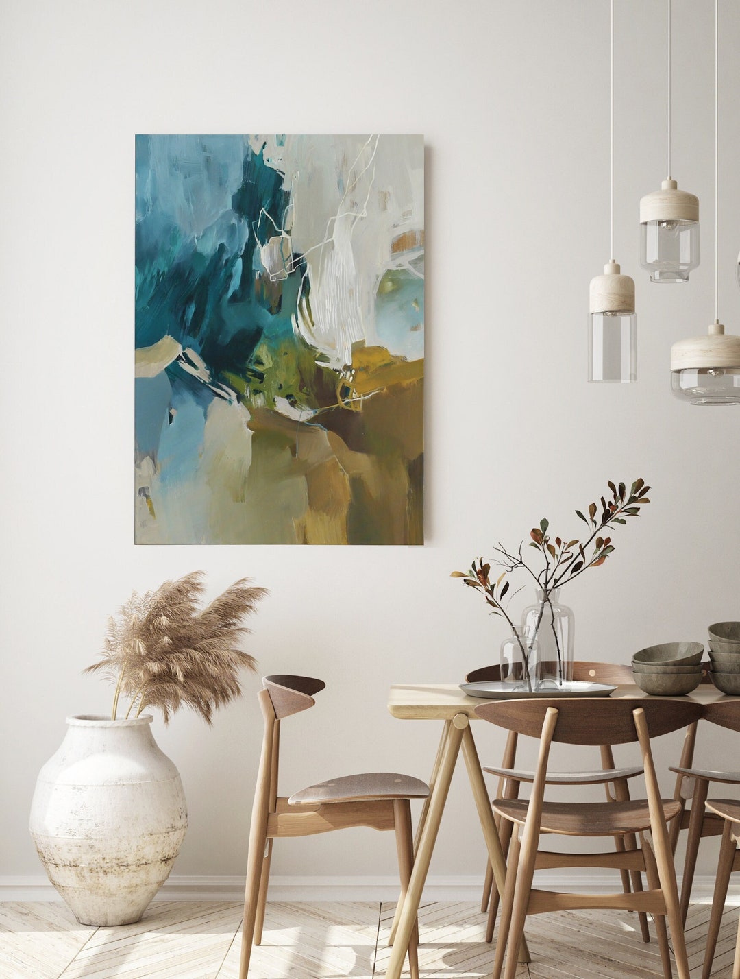 Teal Abstract Print Teal Wall Art Abstract Green Print Etsy