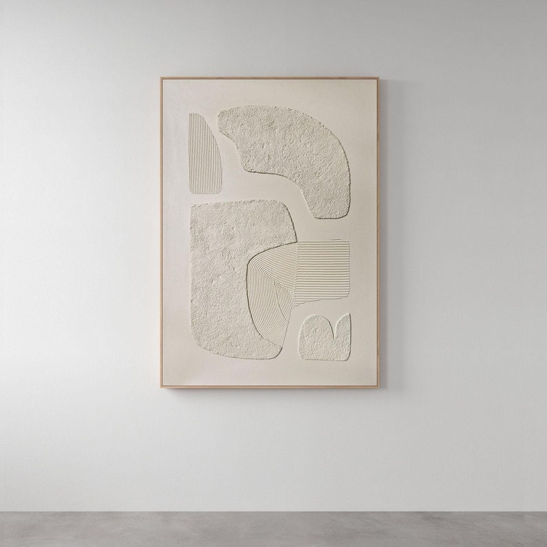 Textured Cream and Beige Canvas Art, Minimalist Abstract Plaster ...