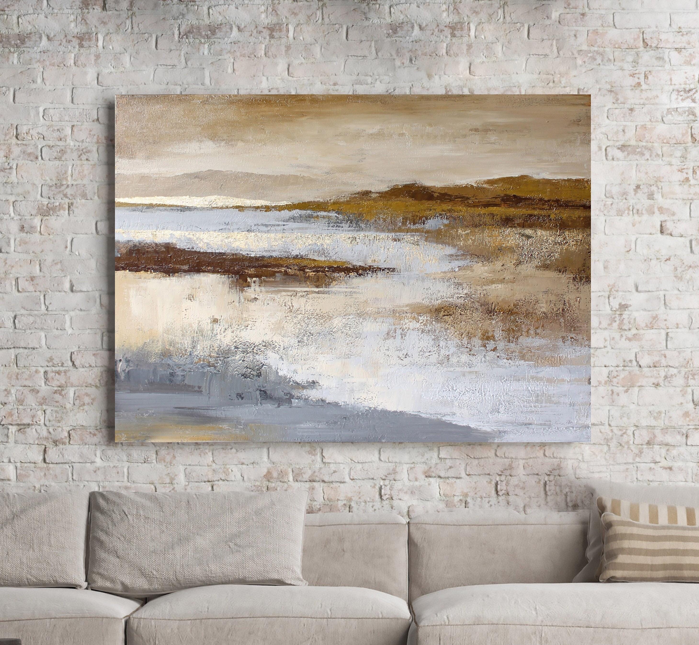 グレークリームブラウンの壁アート | クリームゴールドグレーの抽象画