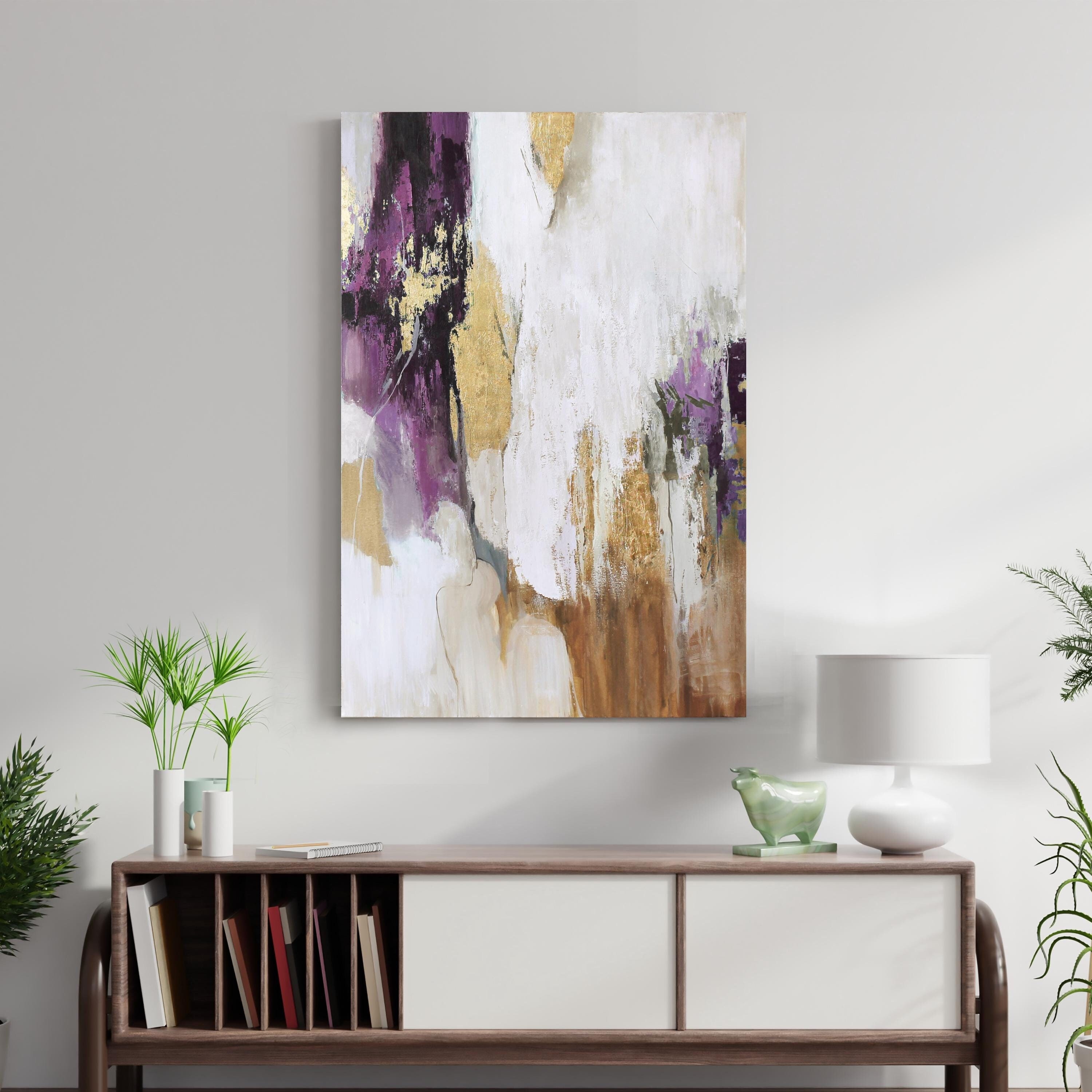 紫の抽象画 | 抽象的な紫の壁アート | 紫の絵画オリジナル | 紫の抽象