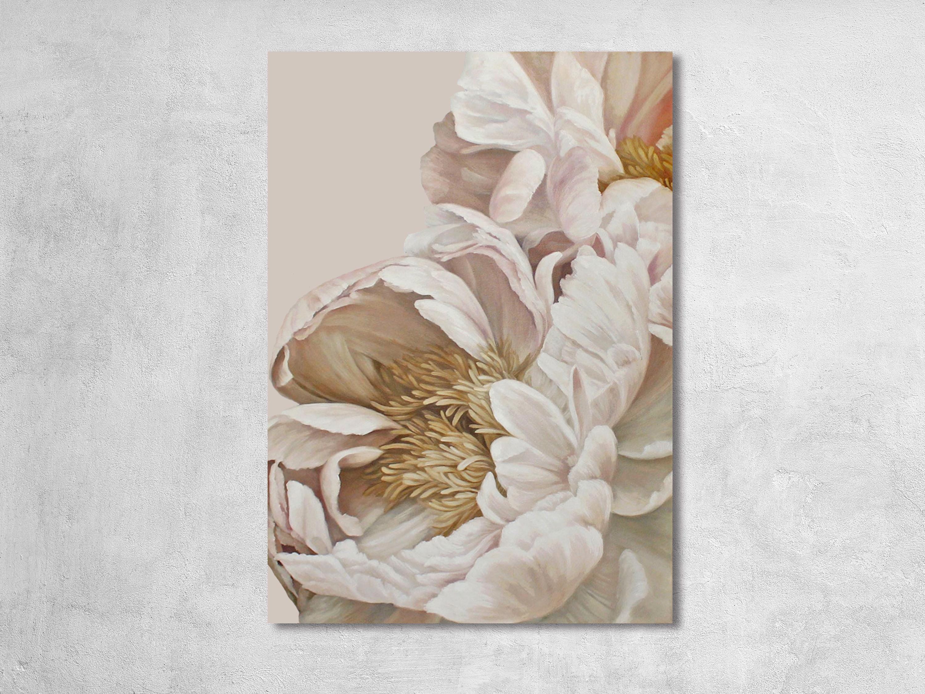 特大！大きい額　白い牡丹の水彩画 大きめ 牡丹の絵画 | | 大きな花の絵画 | 白い牡丹の絵画 | 牡丹の絵画