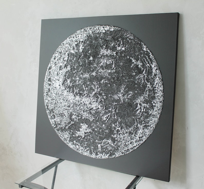Moon Painting Canvas | Moon Painting Acrylic Silver | Abstract Moon ...