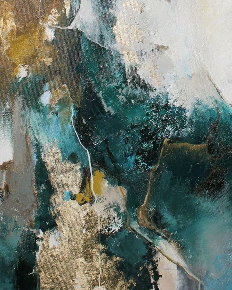 Emerald Wall Art Abstract Painting Emerald Abstract Etsy