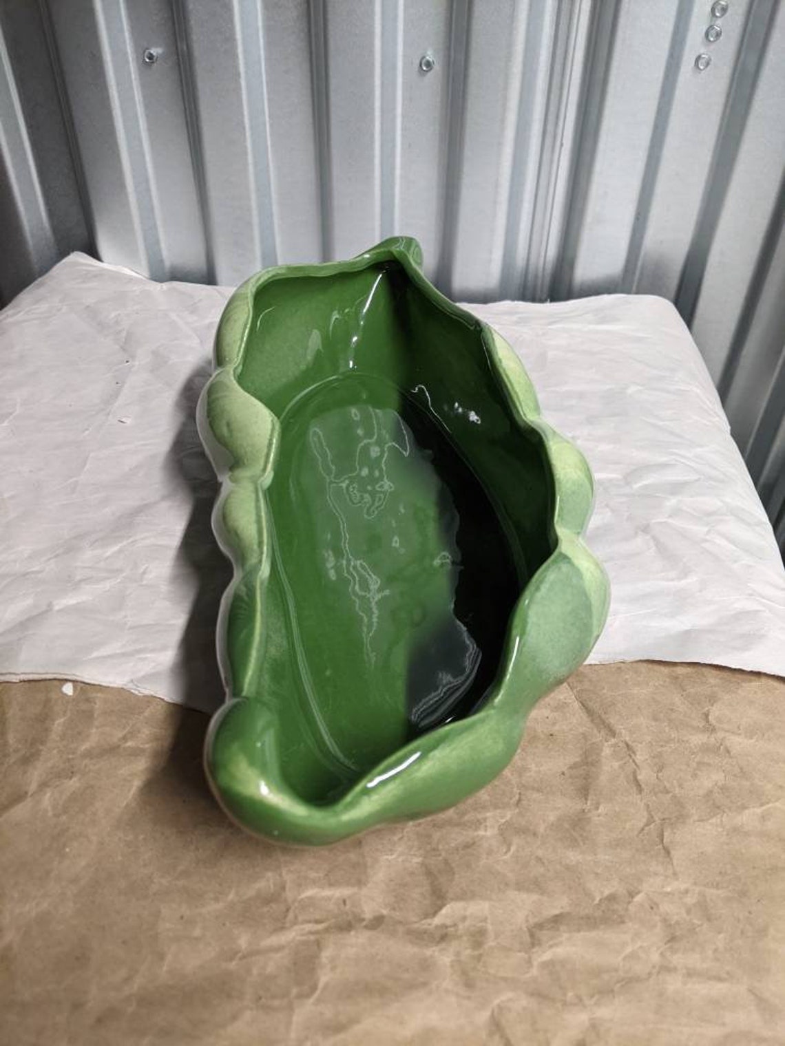 Vintage Horton Ceramics Planter Green Leaf Form 514 From Mid Etsy