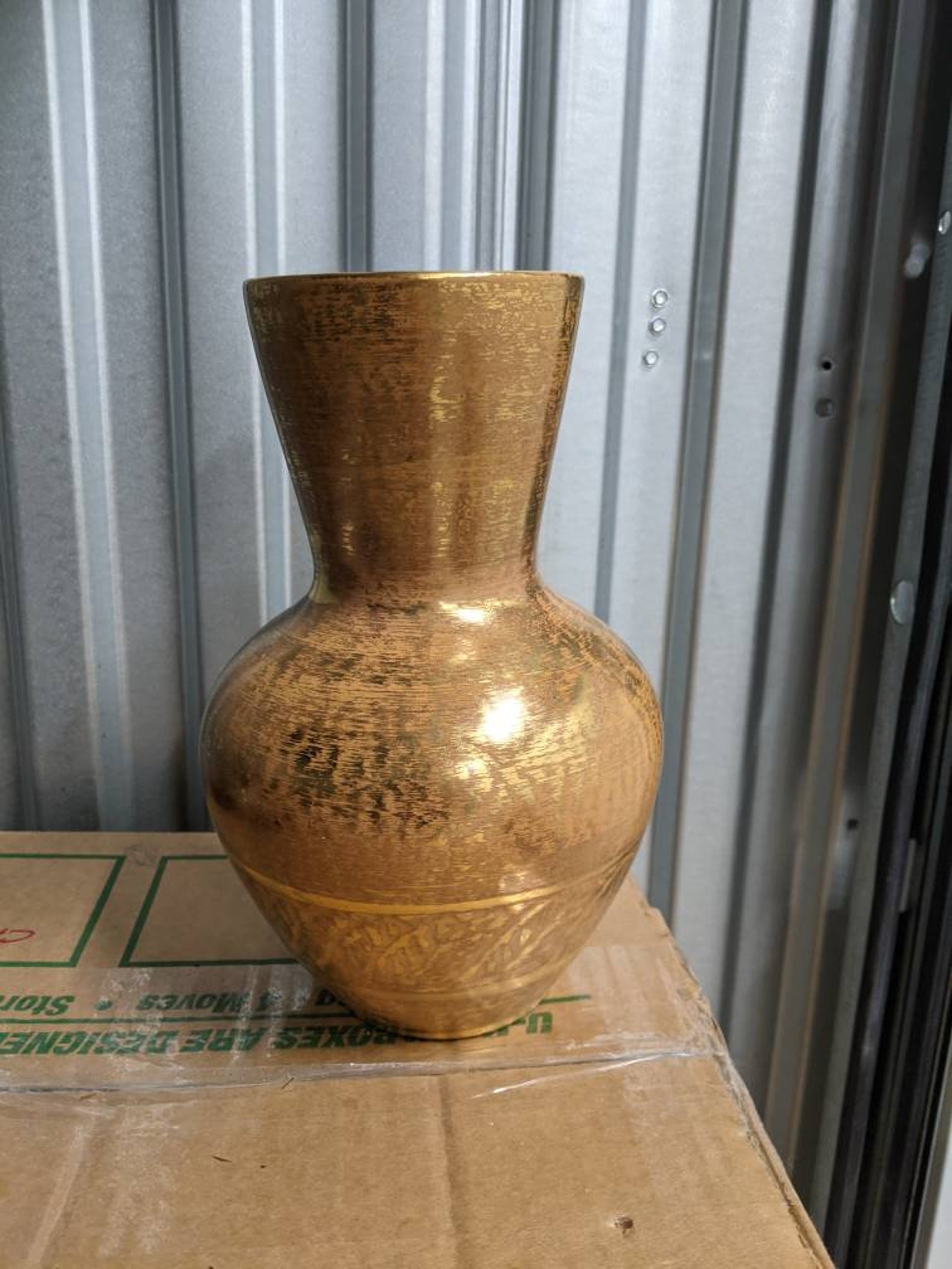 Stangl Pottery Granada Gold Vase Mid Century 22k Gold Vintage Etsy