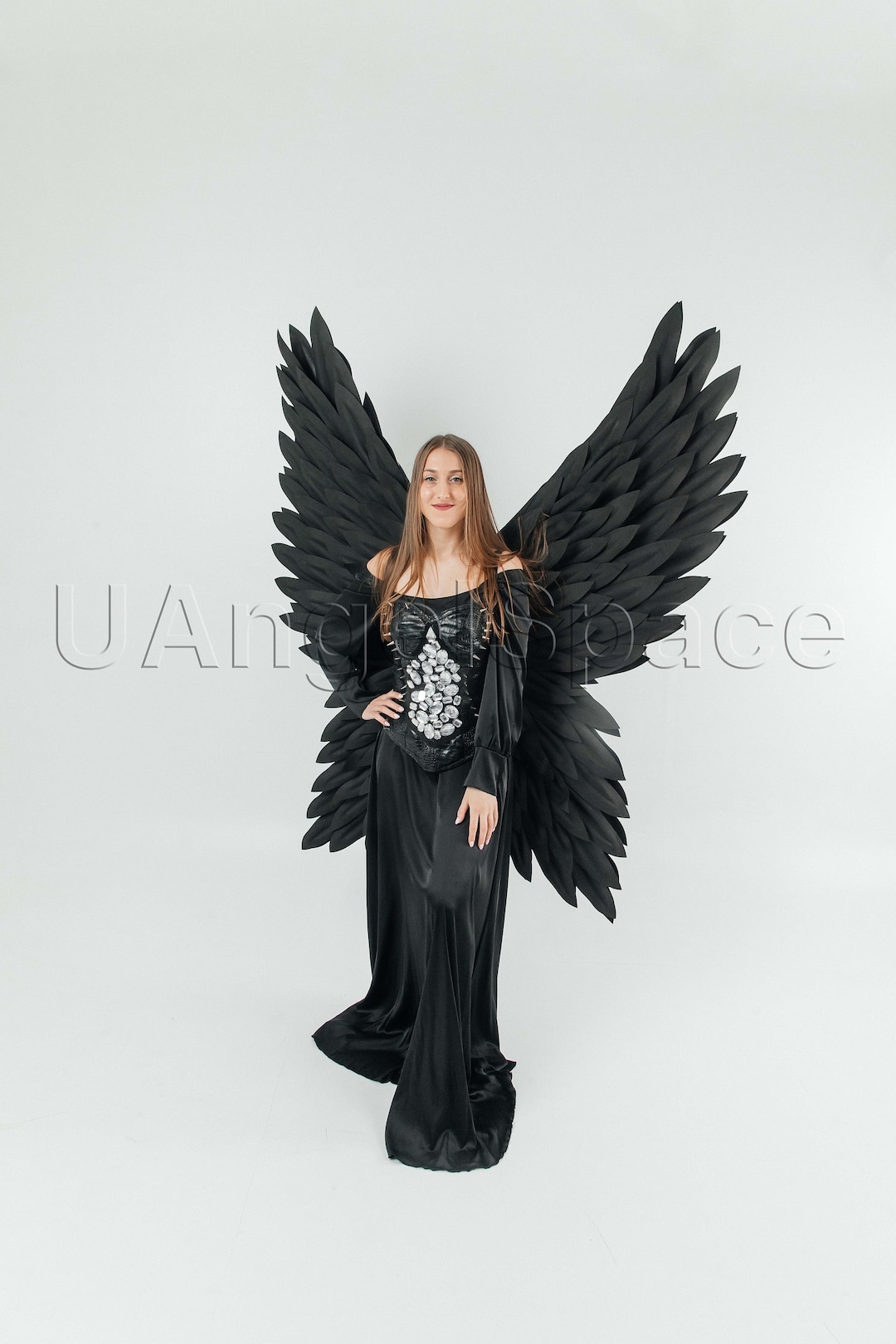 Black Wings Black Angel Wings Costume Cosplay Dark Angel Etsy