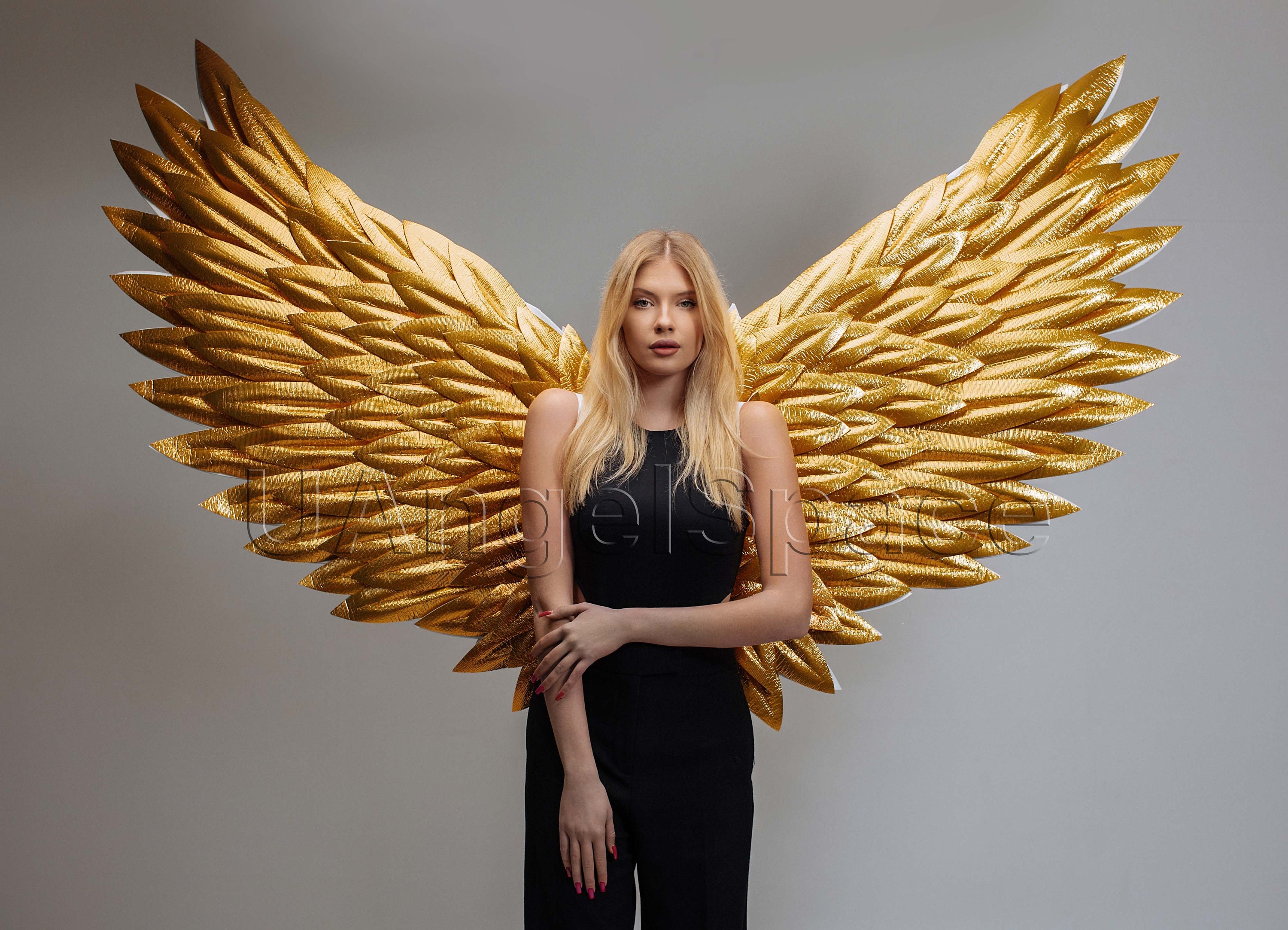 Large Gold Angel Wings Costume, Glitter Wings Costume for