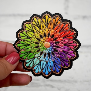 Vinyl sticker Mandala weatherproof, sticker dot painting, water bottle sticker, laptop sticker, dot art