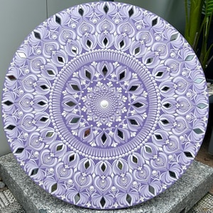 50 cm Mandala painting on wood with mirrors | Wooden canvas acrylic painting | Home decor | Wall hanging artwork | Energy picture mandala