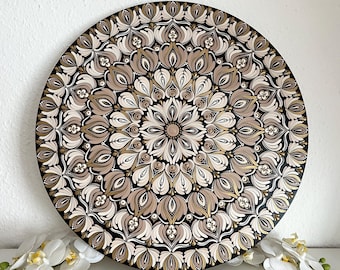 50 cm Mandala on Wood, Hand-Painted | Wood Canvas Acrylic Painting | Home Decor | Wall Hanging Artwork | Energy Picture Mandala | Dot Art Mandala |