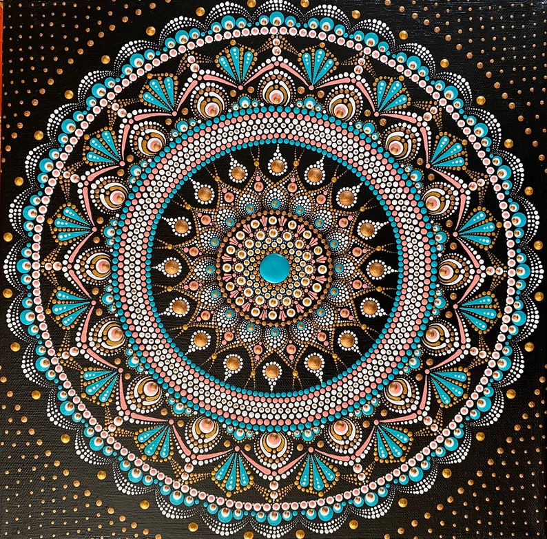 Mandala Leinwand handbemalt Punktmalerei Dot Art Sacred Etsy