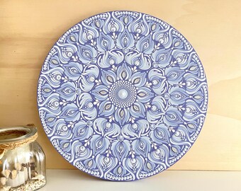 35 cm mandala acrylic painting for the wall with sparkling rhinestones