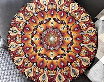 50 cm Mandala painting on wood with mirrors and rhinestones | Wood canvas acrylic painting | Home decor | Wall hanging artwork