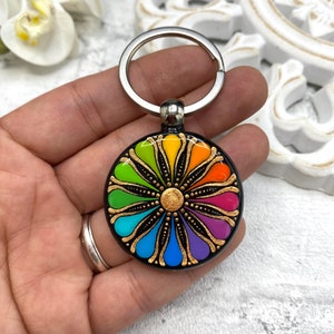 Keychain hand-painted, mandala keychain, bag decoration painted, small gifts, gift idea