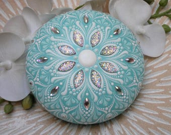 Mandala stone with rhinestones | painted stones | colorful decoration | meditation stone | decorative hand-painted stone | rock painting | decor