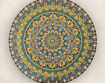 50cm Mandala Wood Canvas Acrylic Painting | Wall hanging hand painted | Wall decoration | Meditation | Mandala art on wood