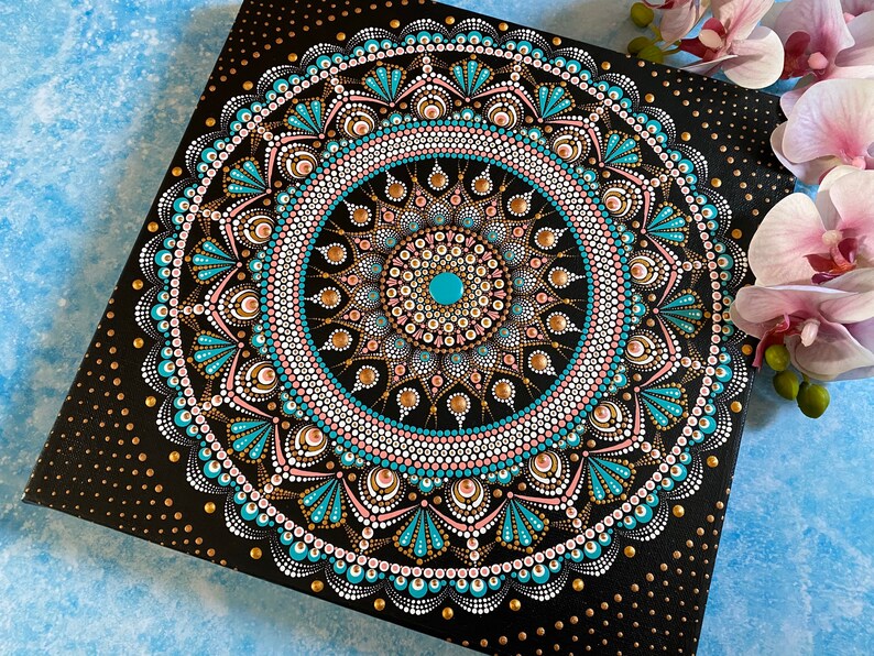 Mandala Leinwand handbemalt Punktmalerei Dot Art Sacred Etsy